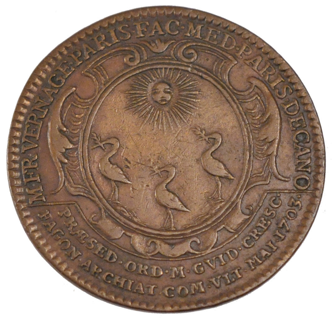 France, Royal, Token, 1703, AU(50-53), Copper, Feuardent #4528, 6.00