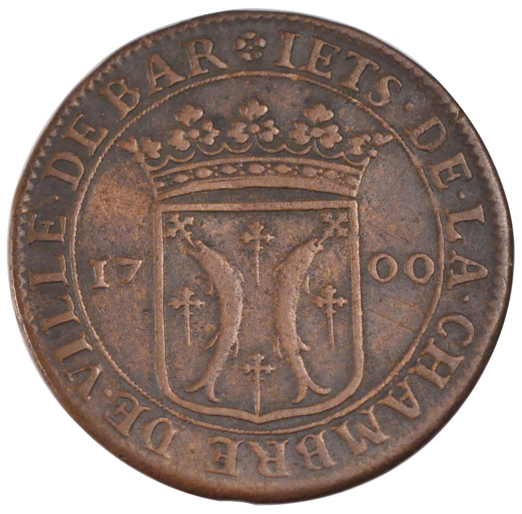 France, Royal, Token, 1700, EF(40-45), Copper, Feuardent #7804, 5.88