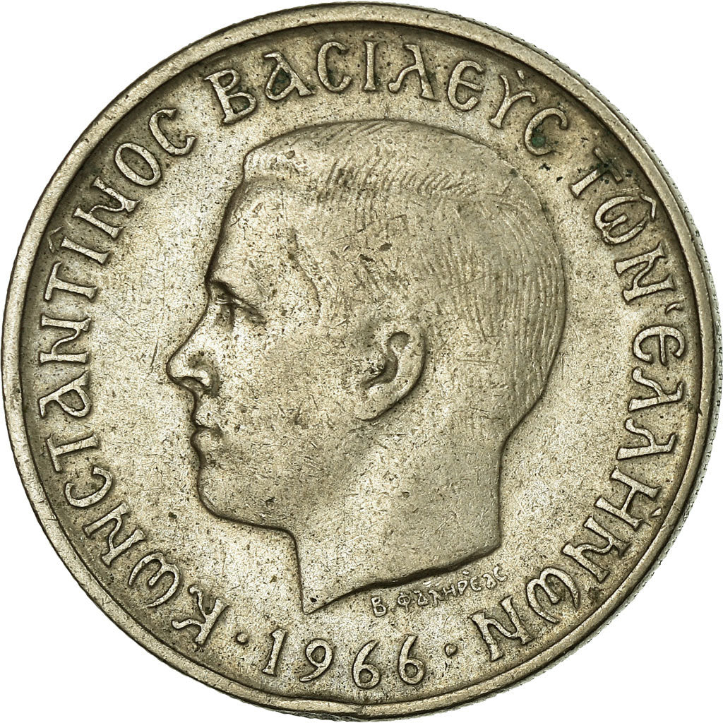 Coin, Greece, 2 Drachmai, 1966, EF(40-45), Silver, KM:PnA81