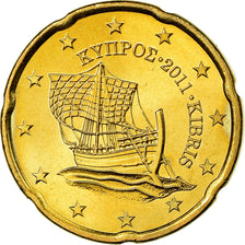 Zypern, 20 Euro Cent, 2011, UNZ, Messing, KM:82