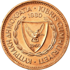 Münze, Zypern, 5 Mils, 1980, UNZ, Bronze, KM:39