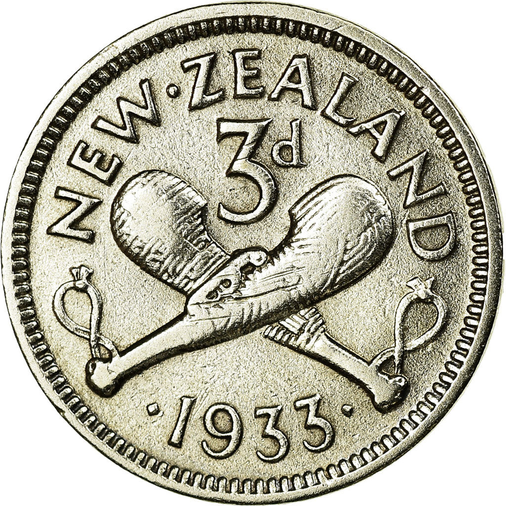 Coin, New Zealand, George V, 3 Pence, 1933, EF(40-45), Silver, KM:1