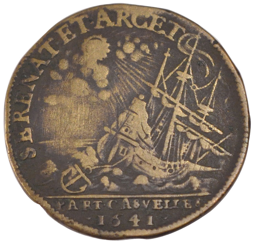 France, Royal, Token, 1641, VF(30-35), Copper, Feuardent #9023, 6.30