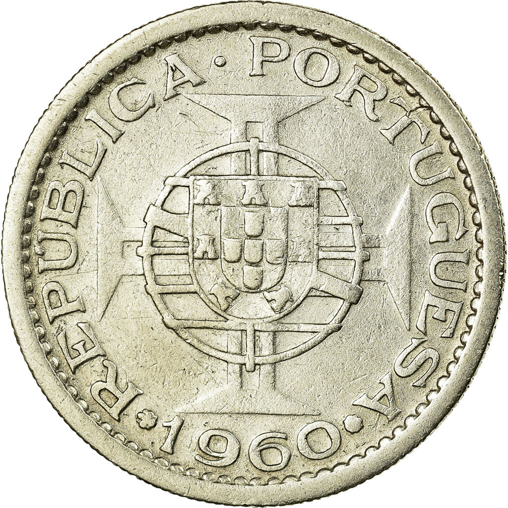 Coin, Mozambique, 5 Escudos, 1960, AU(55-58), Silver, KM:84