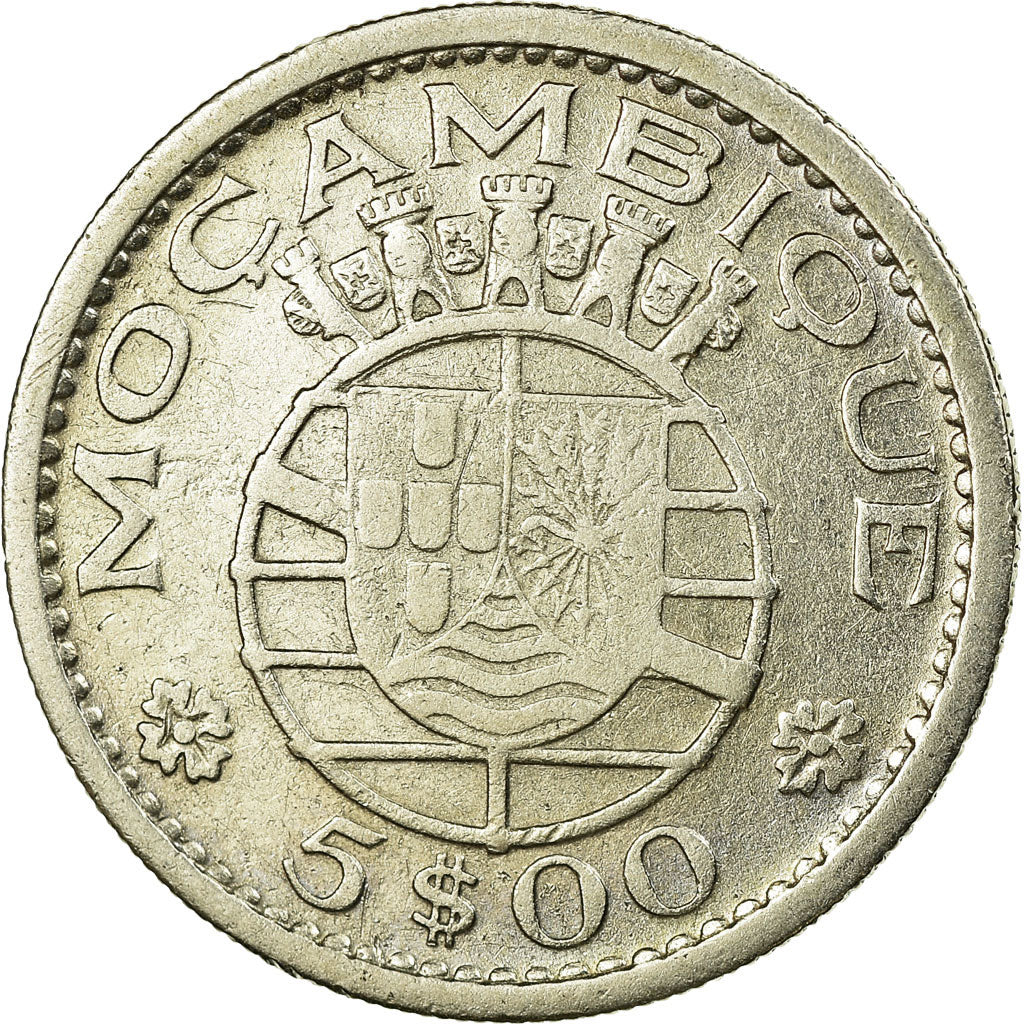Coin, Mozambique, 5 Escudos, 1960, AU(55-58), Silver, KM:84