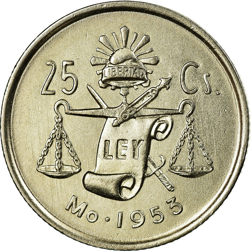 Moneda, México, 25 Centavos, 1953, Mexico City, EBC, Plata, KM:443