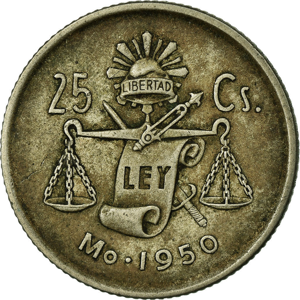 Moneda, México, 25 Centavos, 1950, Mexico City, BC+, Plata, KM:443