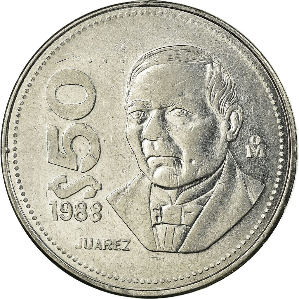 Moneda, México, 50 Pesos, 1988, Mexico City, EBC, Acero inoxidable, KM:495a