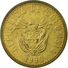 Moneta, Colombia, 20 Pesos, 1990, BB, Alluminio-bronzo, KM:282.1