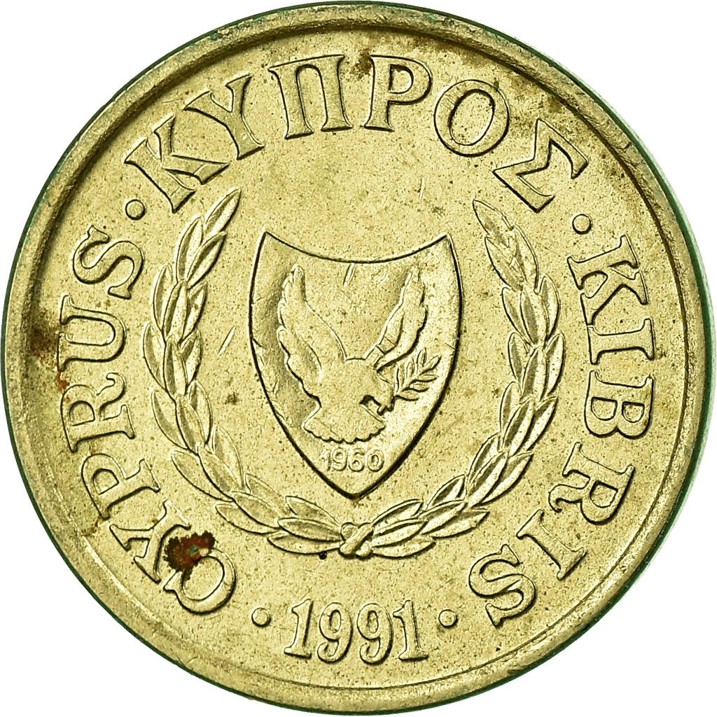 Moneta, Cypr, Cent, 1991, EF(40-45), Mosiądz niklowy, KM:53.3