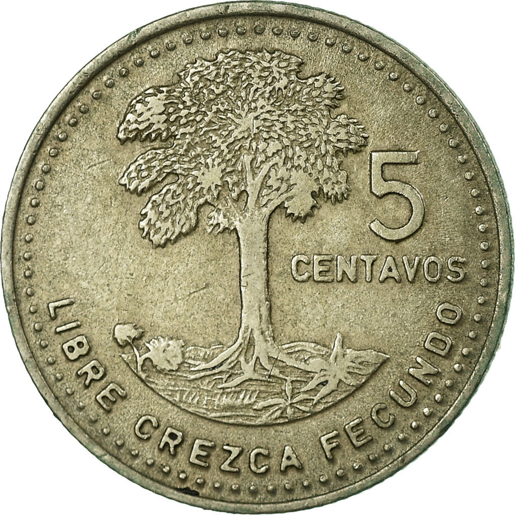 Moneta, Guatemala, 5 Centavos, 1985, BB, Rame-nichel, KM:276.3