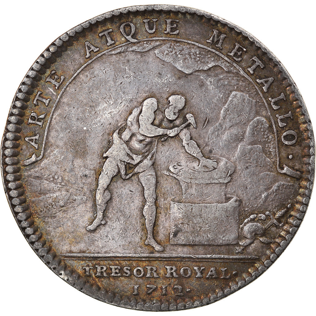 France, Token, Royal, Louis XIV, Trésor Royal, 1712, EF(40-45), Silver