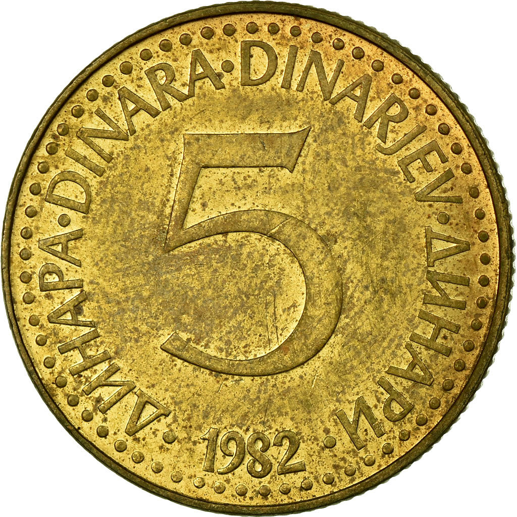 Munten, Joegoslaviëe, 5 Dinara, 1982, ZF, Nickel-brass, KM:88