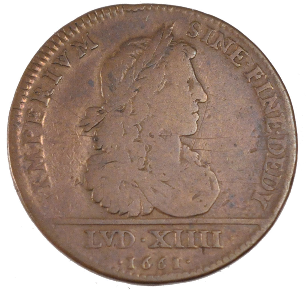 France, Royal, Token, 1661, VF(20-25), Copper, Feuardent #384, 6.61