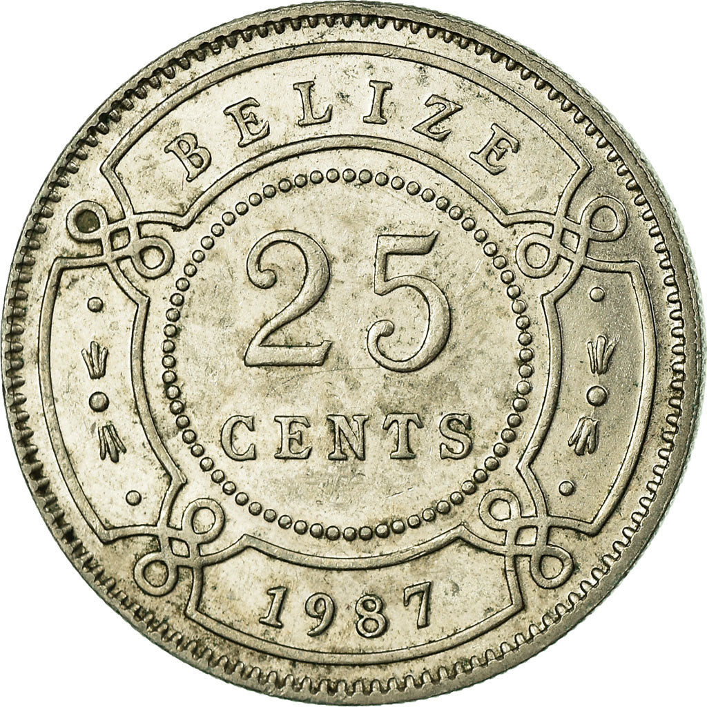 Coin, Belize, 25 Cents, 1987, EF(40-45), Copper-nickel, KM:36