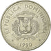 Moneda, República Dominicana, 1/2 Peso, 1990, MBC, Níquel recubierto de acero