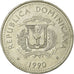 Moneda, República Dominicana, 1/2 Peso, 1990, MBC, Níquel recubierto de acero