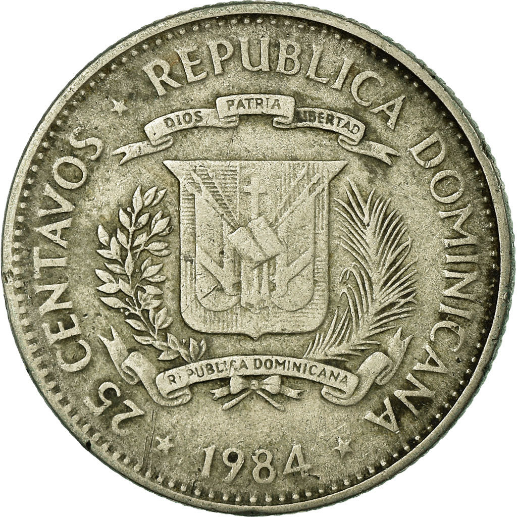 Münze, Dominican Republic, 25 Centavos, 1984, Dominican Republic Mint, Mexico