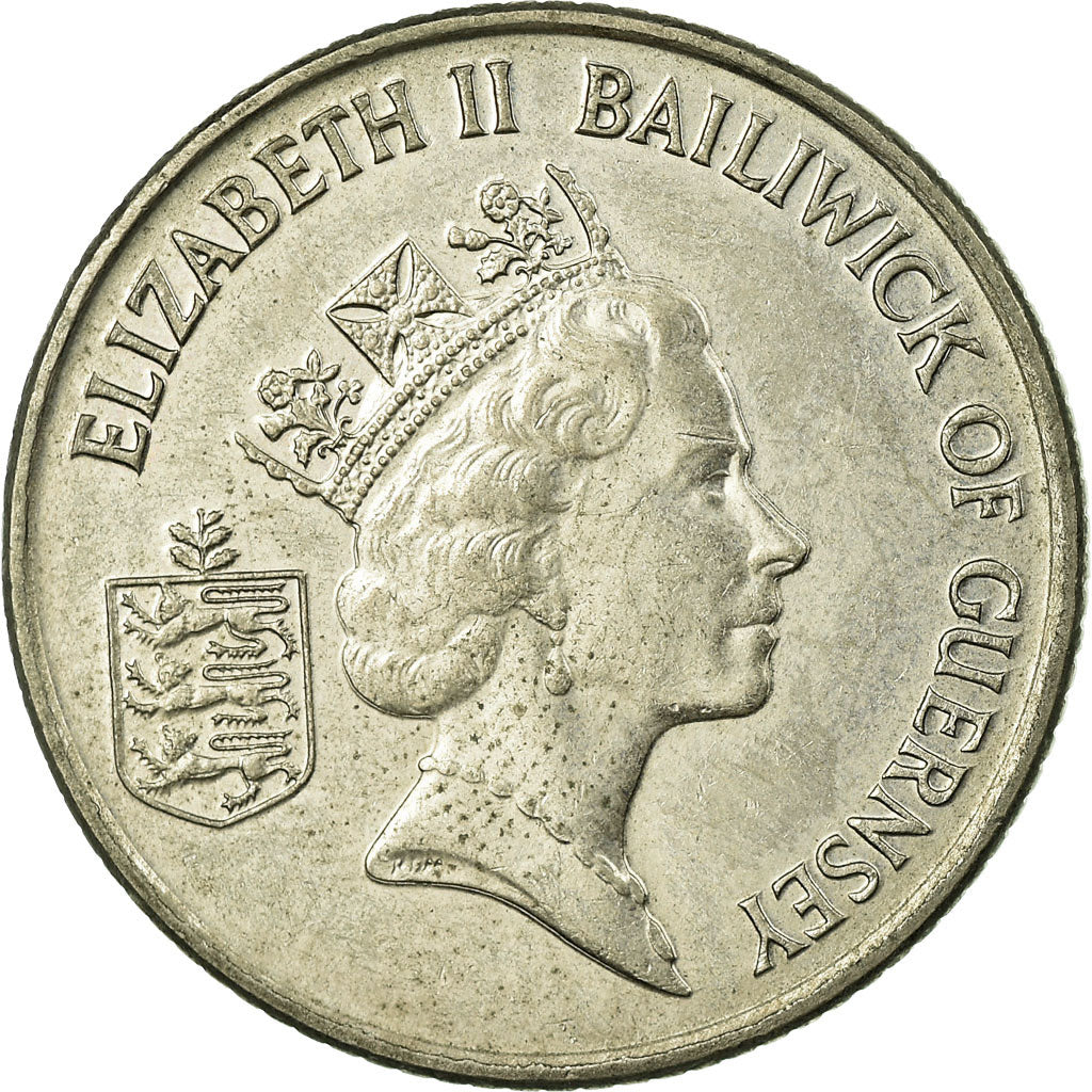 Coin, Guernsey, Elizabeth II, 10 Pence, 1992, EF(40-45), Copper-nickel, KM:43.2