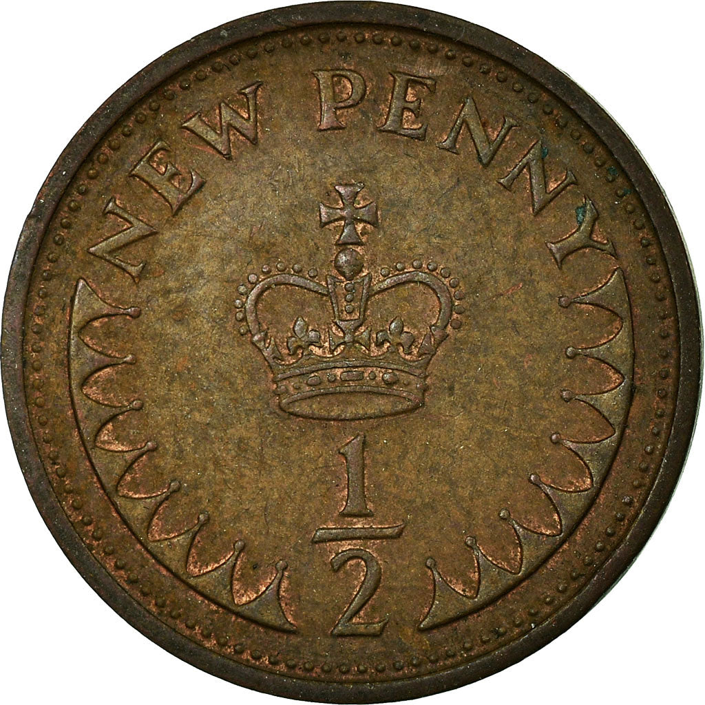 Moneta, Gran Bretagna, Elizabeth II, 1/2 New Penny, 1974, MB+, Bronzo, KM:914