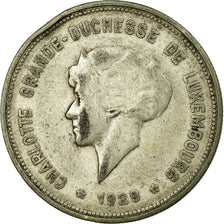 Coin, Luxembourg, Charlotte, 5 Francs, 1929, VF(30-35), Silver, KM:38