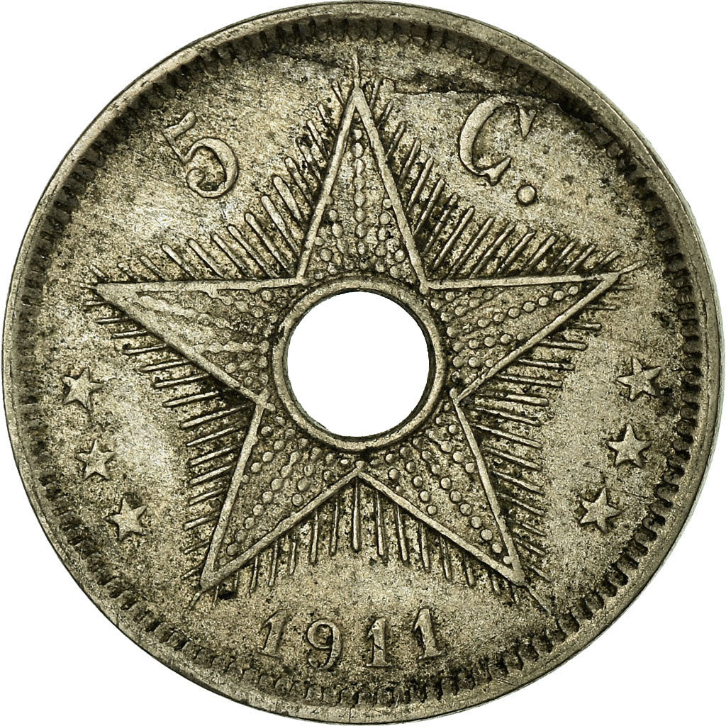 Coin, Belgian Congo, 5 Centimes, 1911, EF(40-45), Copper-nickel, KM:17