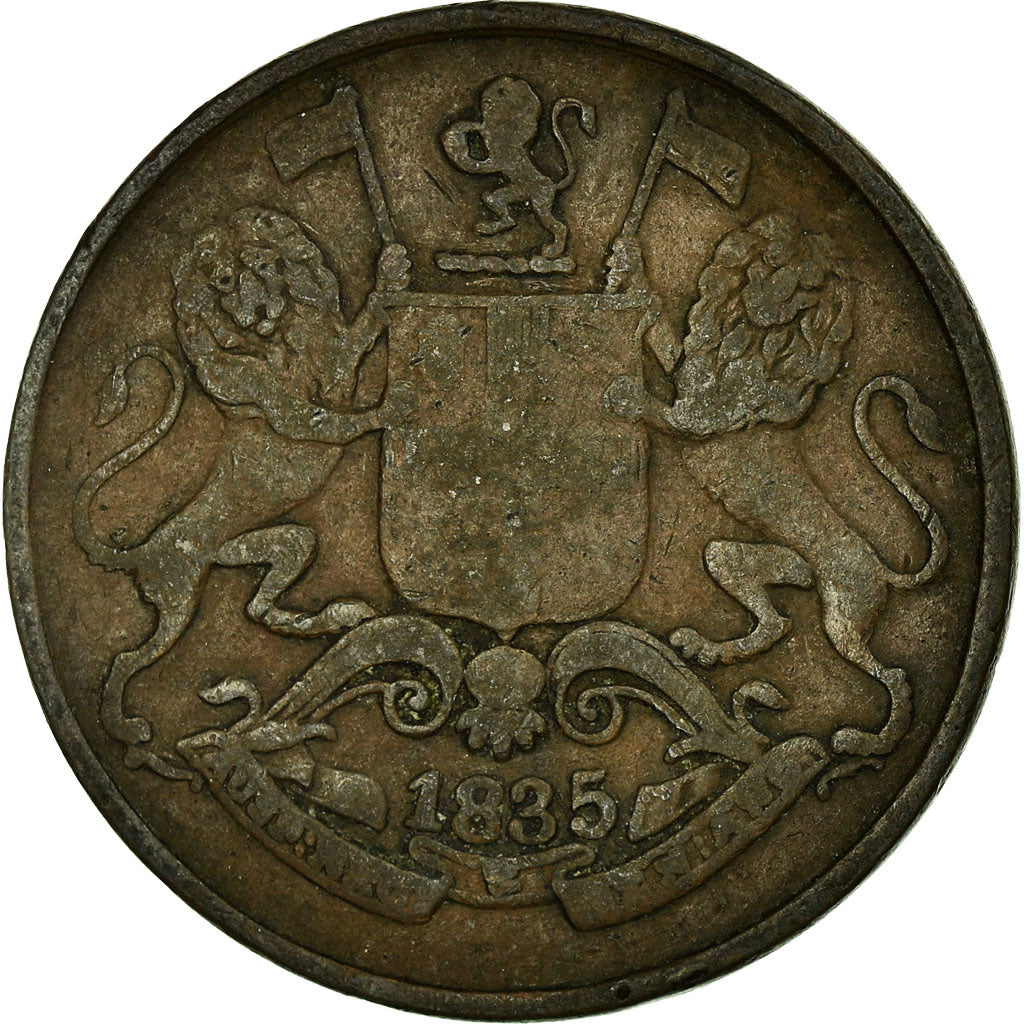 Coin, INDIA-BRITISH, 1/4 Anna, 1835, VF(30-35), Copper, KM:446.1