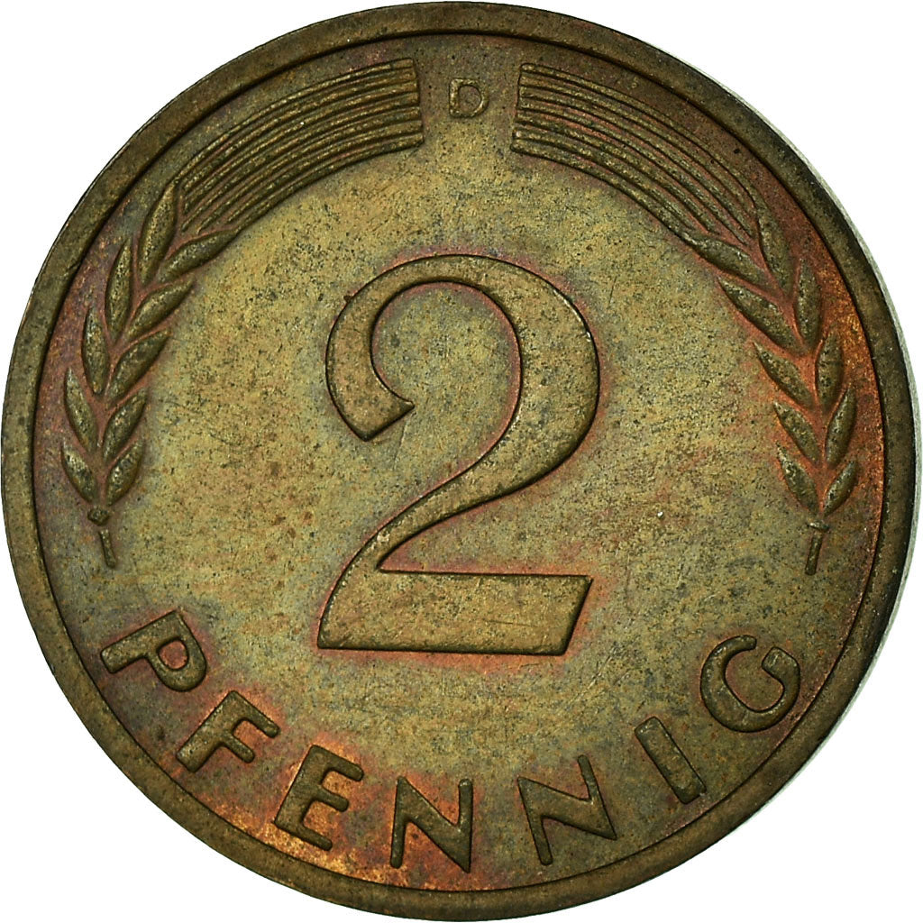 Moeda, ALEMANHA - REPÚBLICA FEDERAL, 2 Pfennig, 1965, Munich, EF(40-45)