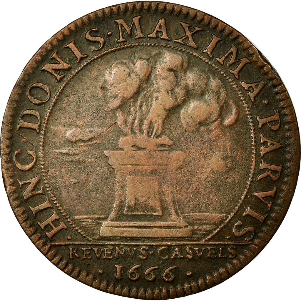 France, Token, Royal, 1666, VF(30-35), Copper, Feuardent:2632