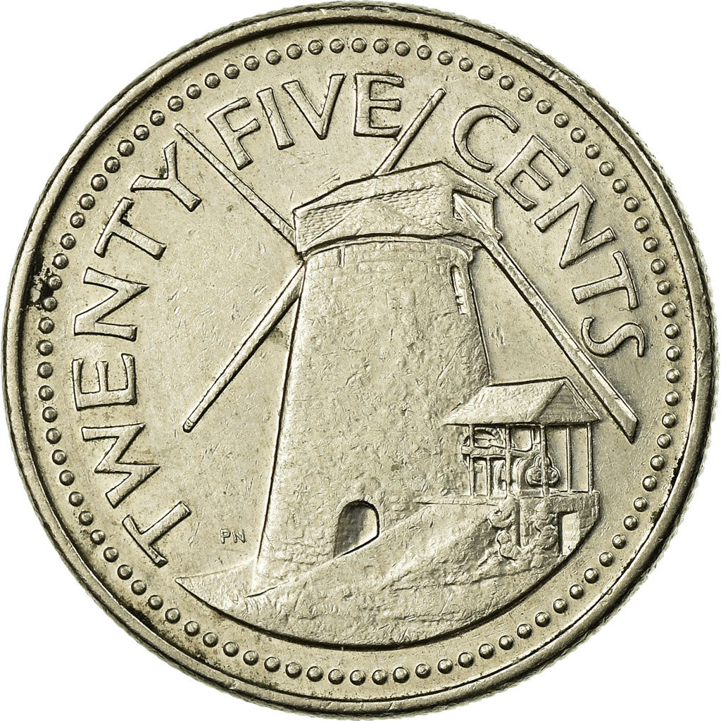 Moneta, Barbados, 25 Cents, 1990, Franklin Mint, EF(40-45), Miedź-Nikiel, KM:13