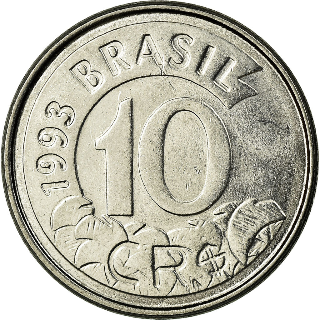 Moneta, Brasile, 10 Cruzeiros Reais, 1993, BB, Acciaio inossidabile, KM:628