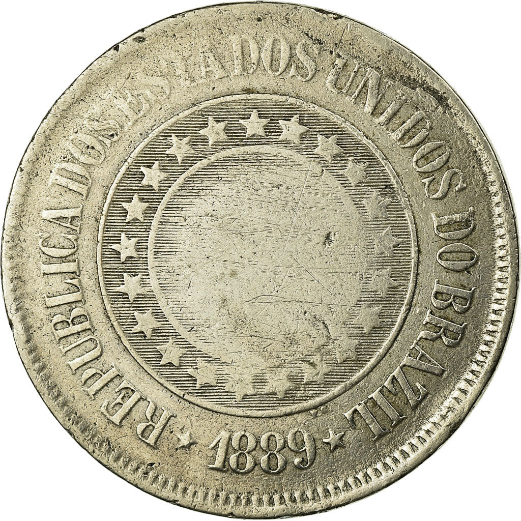 Coin, Brazil, 200 Reis, 1889, VF(20-25), Copper-nickel, KM:493