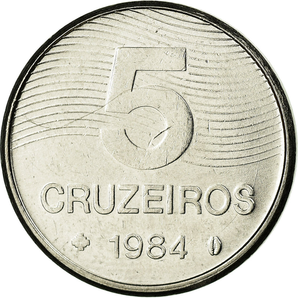 Coin, Brazil, 5 Cruzeiros, 1984, EF(40-45), Stainless Steel, KM:591