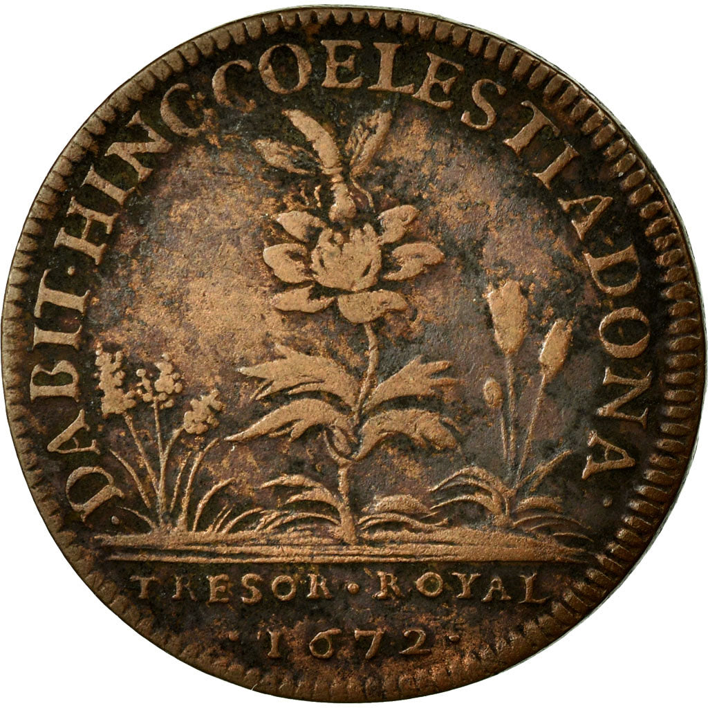France, Token, Royal, 1672, VF(30-35), Copper, Feuardent:1867
