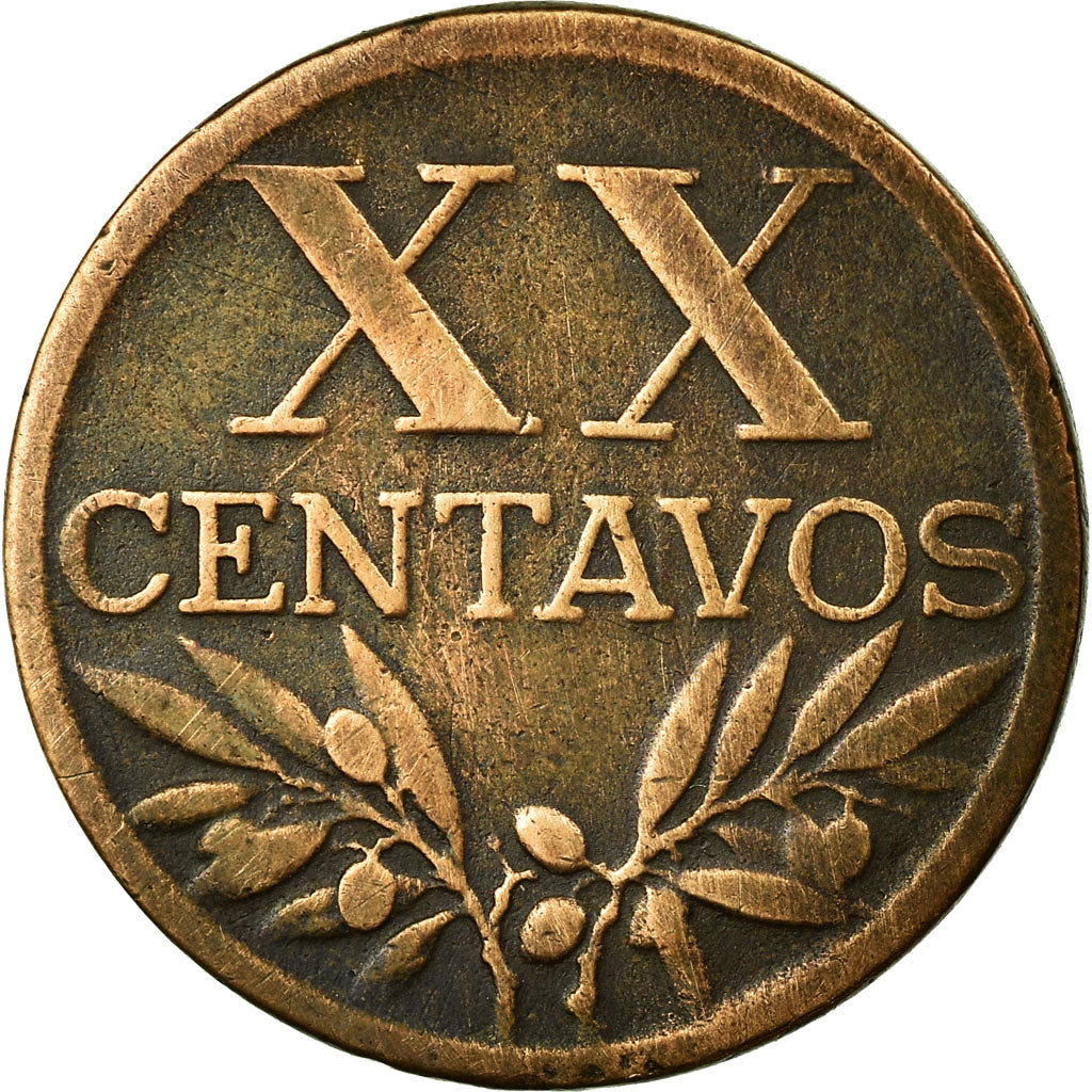 Coin, Portugal, 20 Centavos, 1948, EF(40-45), Bronze, KM:584