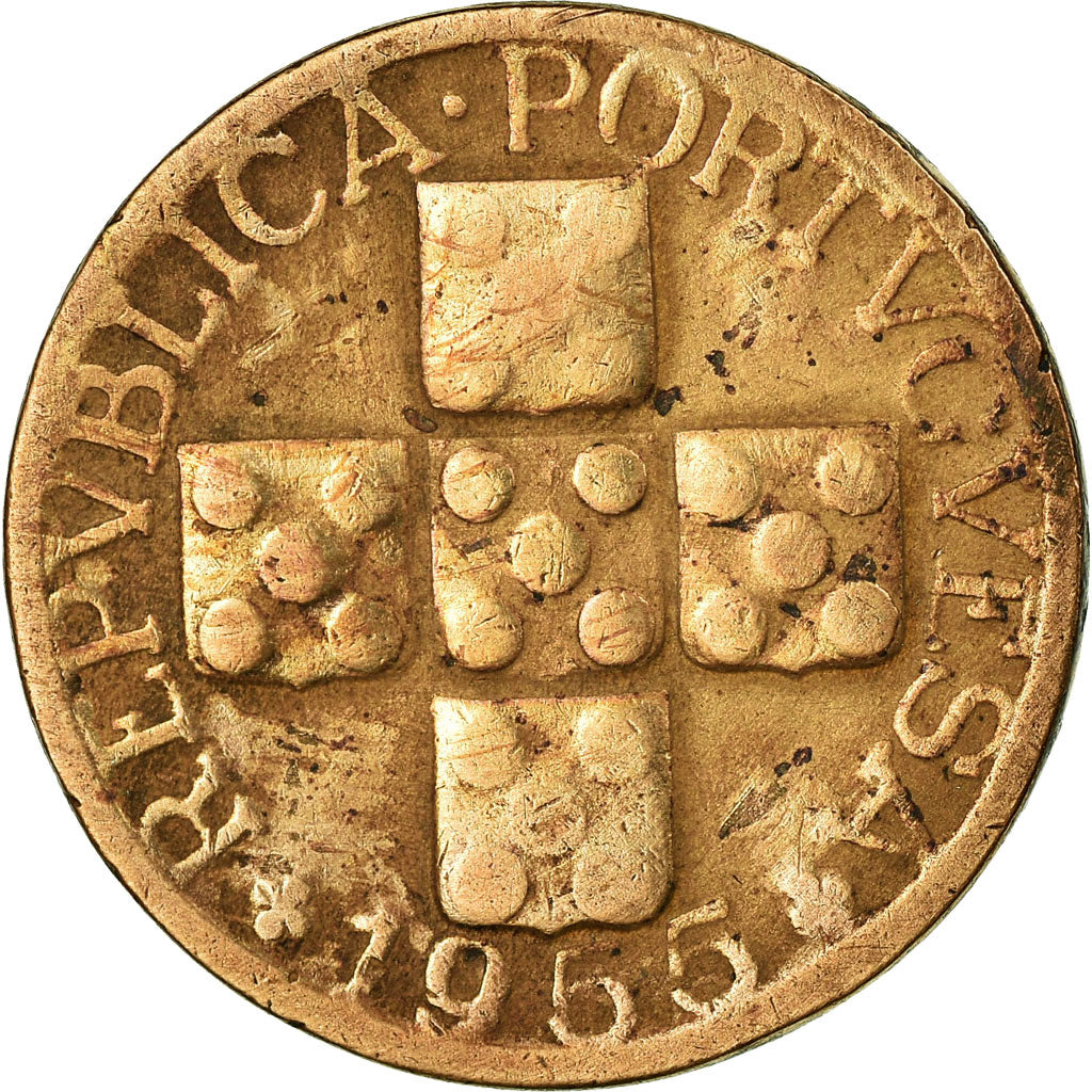 Coin, Portugal, 20 Centavos, 1955, EF(40-45), Bronze, KM:584