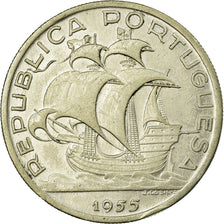 Coin, Portugal, 10 Escudos, 1955, EF(40-45), Silver, KM:586