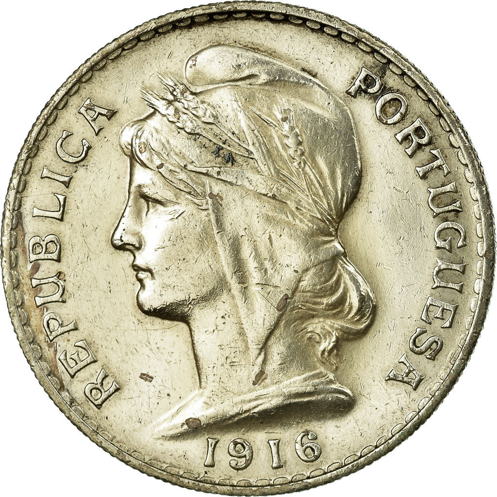 Coin, Portugal, 50 Centavos, 1916, EF(40-45), Silver, KM:561