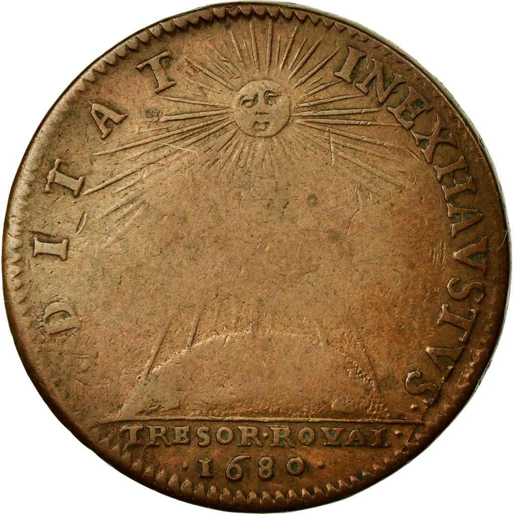 France, Token, Royal, 1680, VF(30-35), Copper, Feuardent:1891