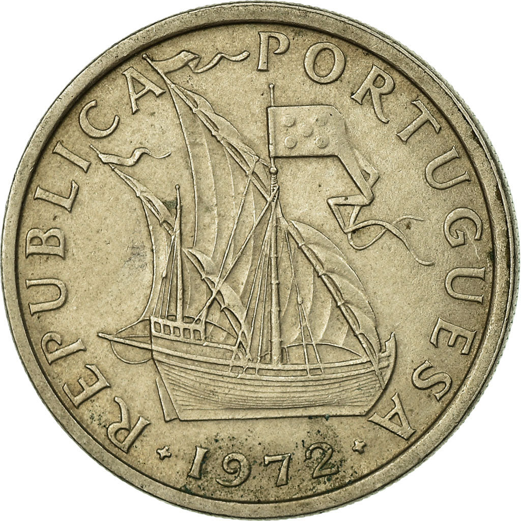 Coin, Portugal, 5 Escudos, 1972, EF(40-45), Copper-nickel, KM:591