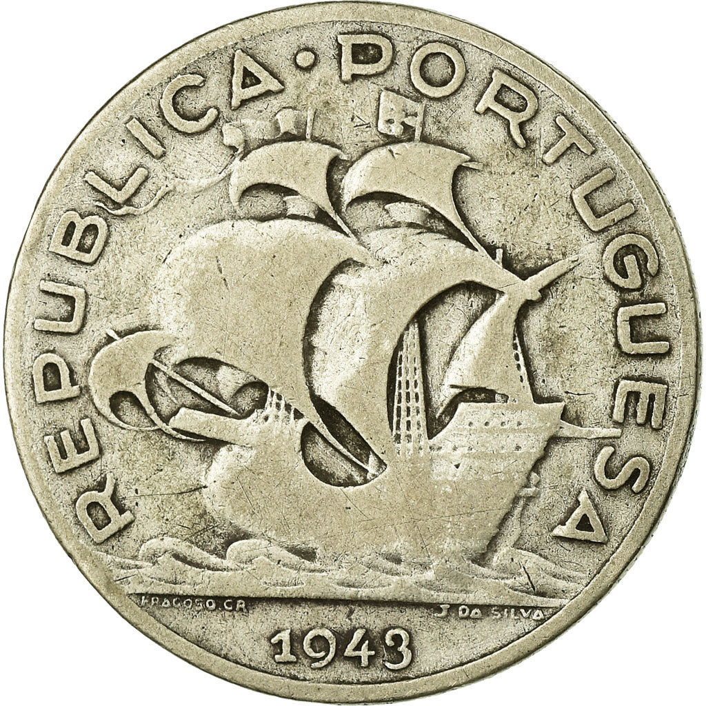 Münze, Portugal, 5 Escudos, 1943, S, Silber, KM:581