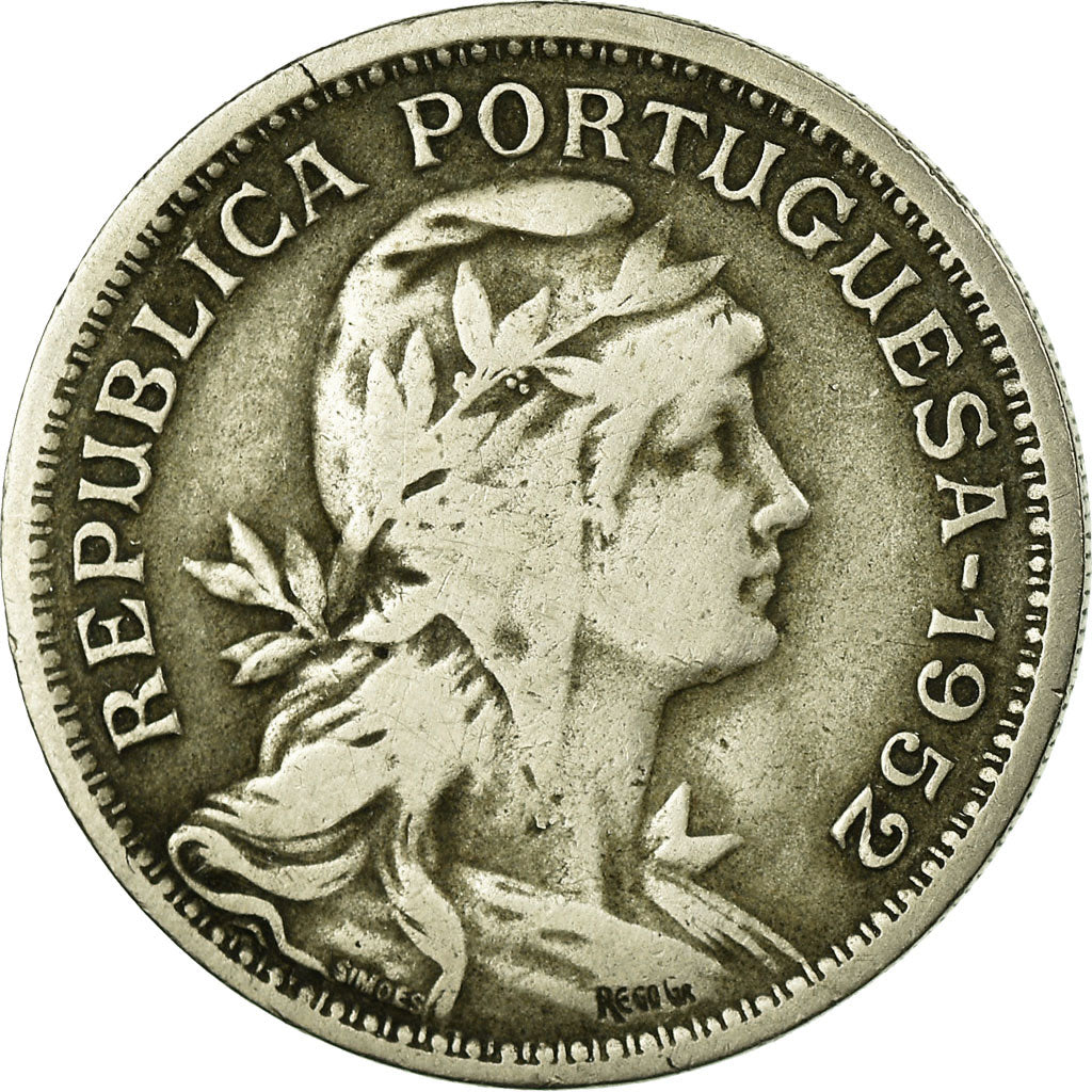 Moneta, Portugal, 50 Centavos, 1952, VF(30-35), Miedź-Nikiel, KM:577