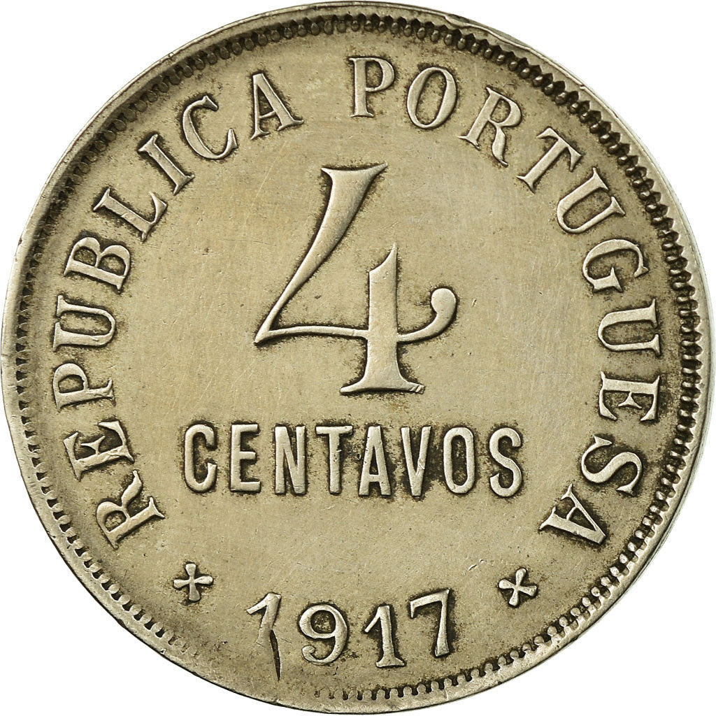Münze, Portugal, 4 Centavos, 1917, S+, Copper-nickel, KM:566