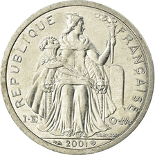 Coin, New Caledonia, 2 Francs, 2001, Paris, AU(55-58), Aluminum, KM:14