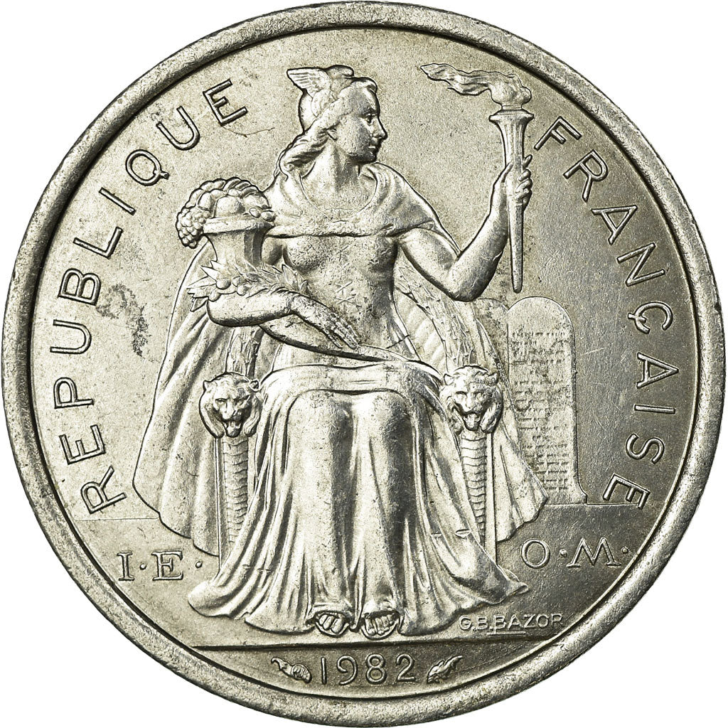 Münze, Neukaledonien, 2 Francs, 1982, Paris, VZ, Aluminium, KM:14