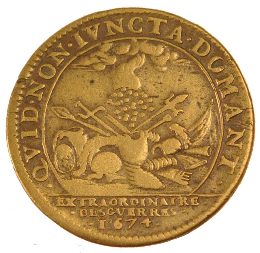 France, Royal, Token, 1674, VF(30-35), Copper, Feuardent #678, 4.91