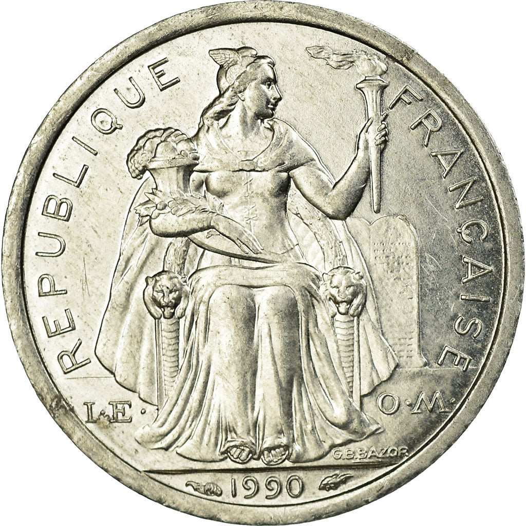 Münze, French Polynesia, Franc, 1990, Paris, VZ, Aluminium, KM:11