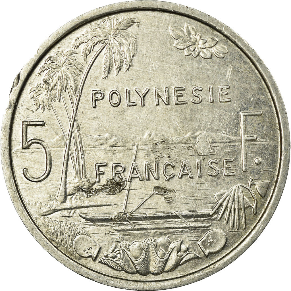 Coin, French Polynesia, 5 Francs, 1990, Paris, AU(55-58), Aluminum, KM:12