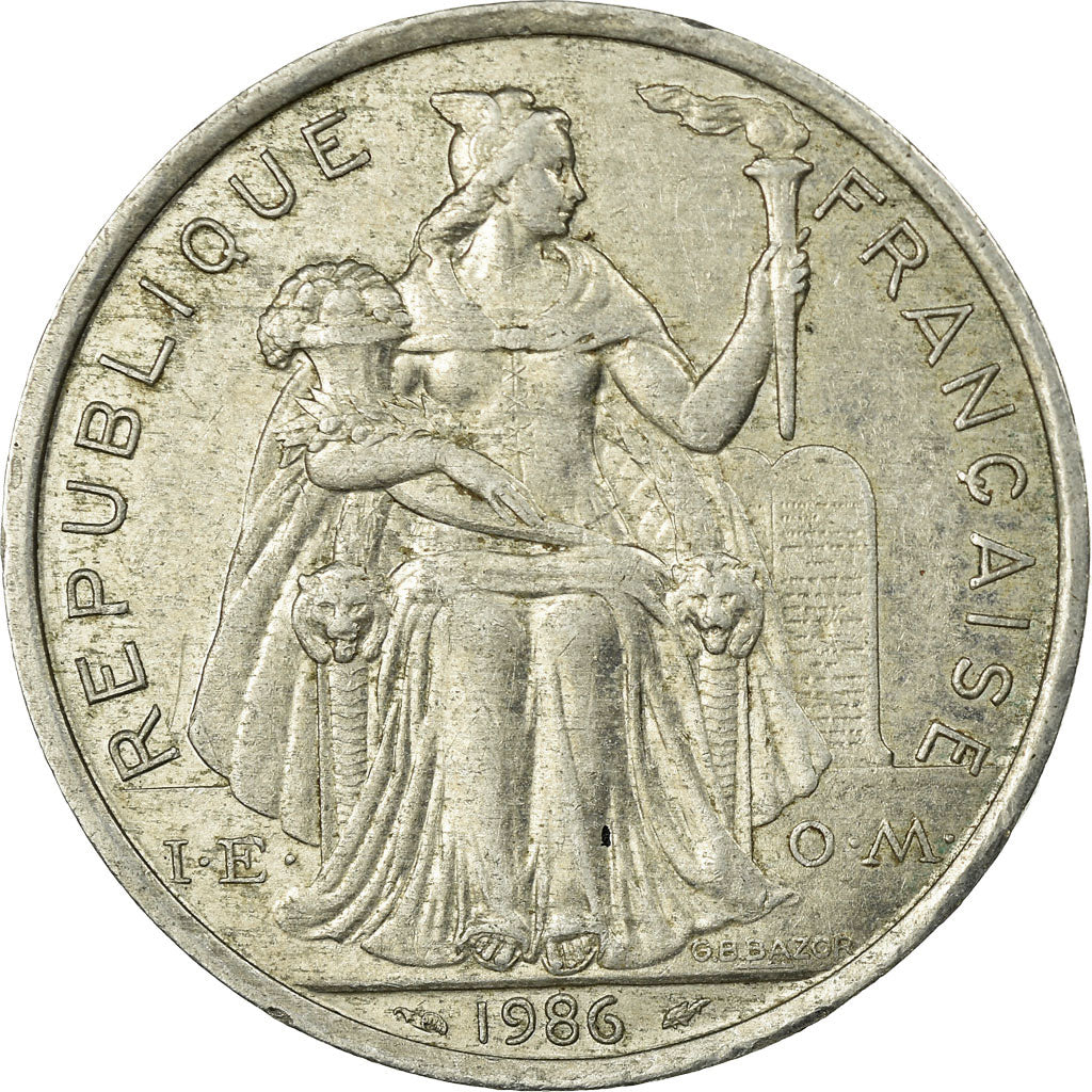 Coin, French Polynesia, 5 Francs, 1986, Paris, EF(40-45), Aluminum, KM:12