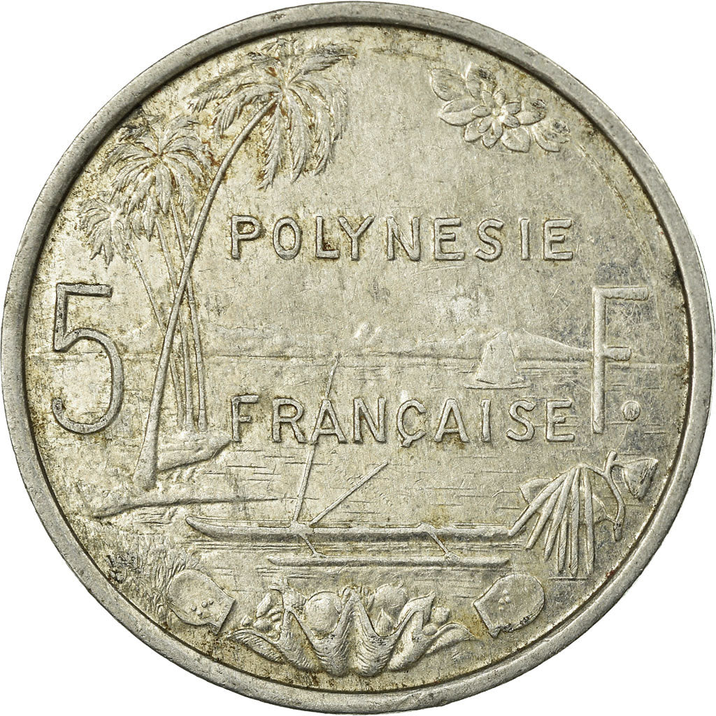 Moneda, Polinesia francesa, 5 Francs, 1987, Paris, MBC, Aluminio, KM:12